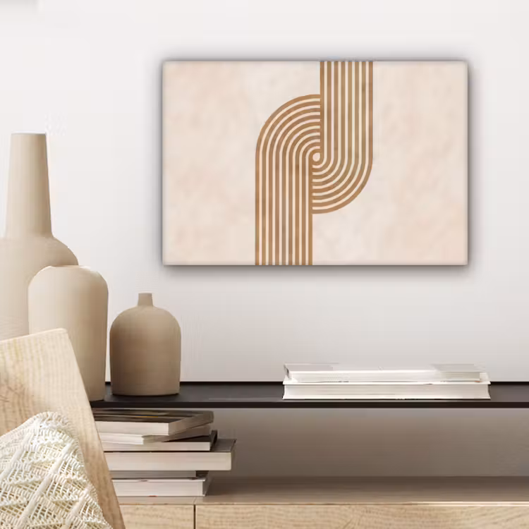 Symmetrische bocht - Koperkleurig canvas 2cm klein -sfeer6