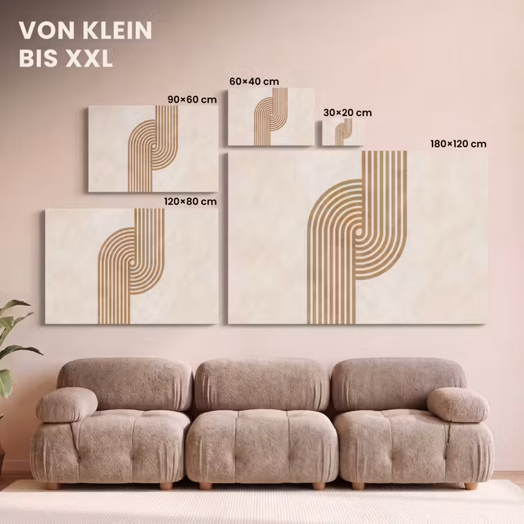 Symmetrische bocht - Koperkleurig canvas 2cm klein -Xsfeer8_DE