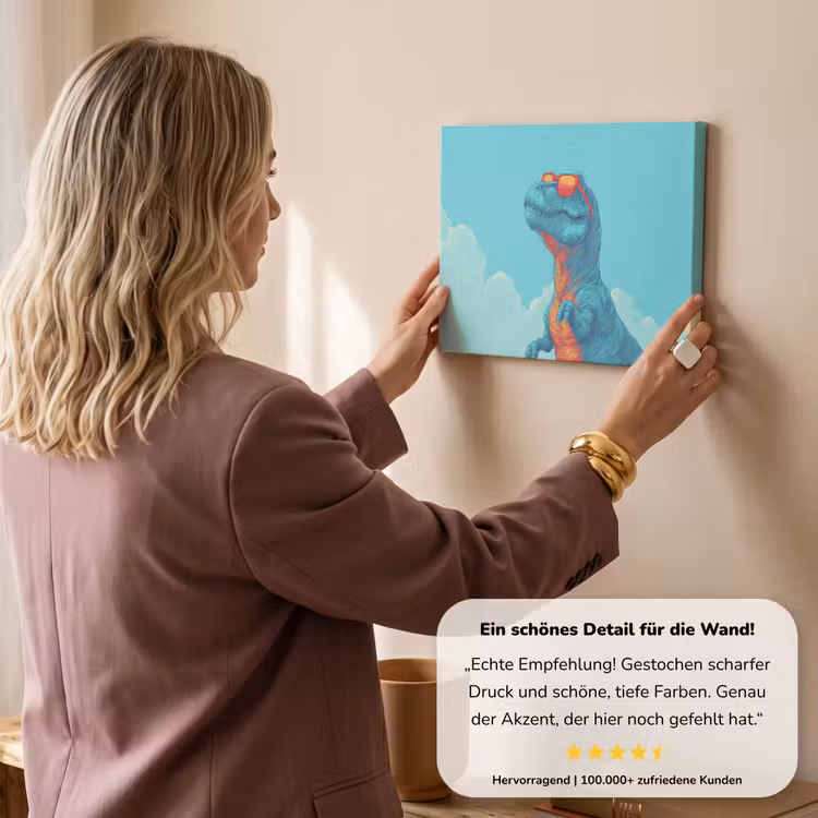 T-Rex - Blauw - Wolken - Zonnebril canvas 2cm klein -Xsfeer7_DE