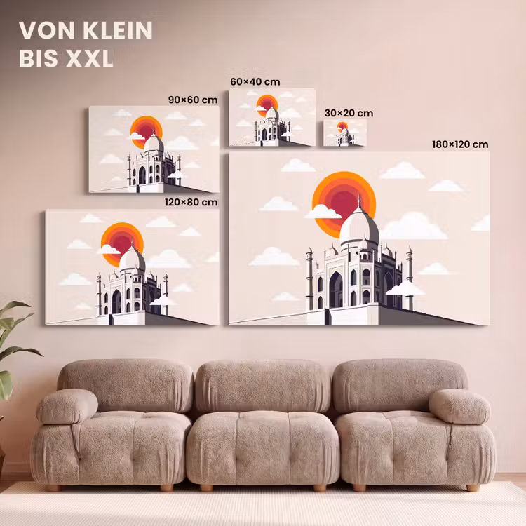 Taj Mahal - Zon - Koepel - Architectuur - India - Grafisch canvas 2cm klein -Xsfeer8_DE