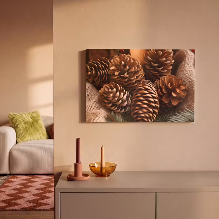 Dennenappels - Boom - Winter - Natuur - Bruin canvas 2cm klein -sfeer1