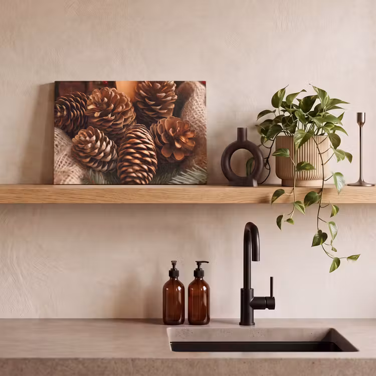 Dennenappels - Boom - Winter - Natuur - Bruin canvas 2cm klein -sfeer3