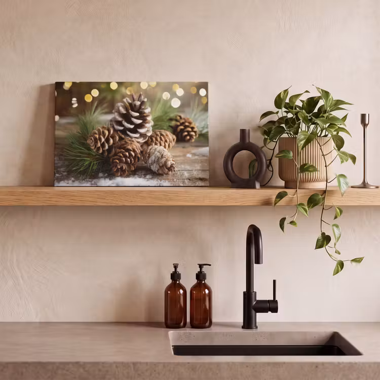 Dennenappels - Kerstsfeer - Bruin - Groen canvas 2cm klein -sfeer3