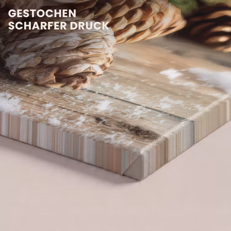 Dennenappels - Kerstsfeer - Bruin - Groen canvas 2cm klein -closeup_print_DE
