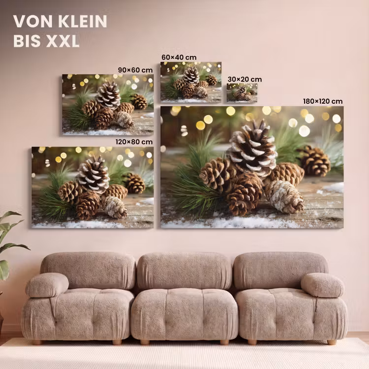 Dennenappels - Kerstsfeer - Bruin - Groen canvas 2cm klein -Xsfeer8_DE