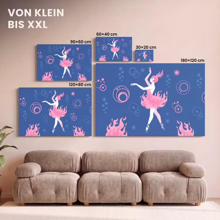 Danseres - Vlammenrok - Abstract - Roze - Blauw canvas 2cm klein -Xsfeer8_DE