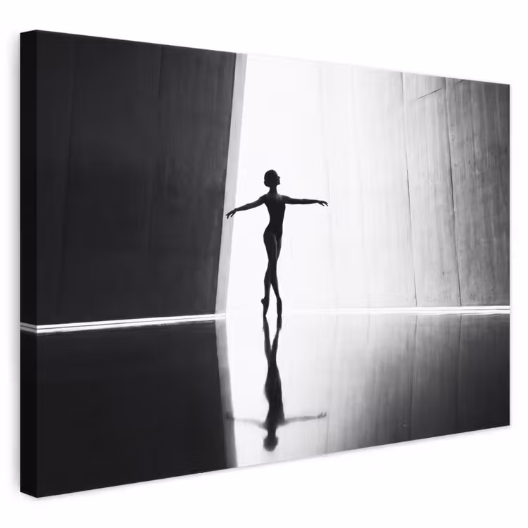 Danser - Silhouette - Kunst - Modern - Zwart-wit canvas 2cm klein -3d