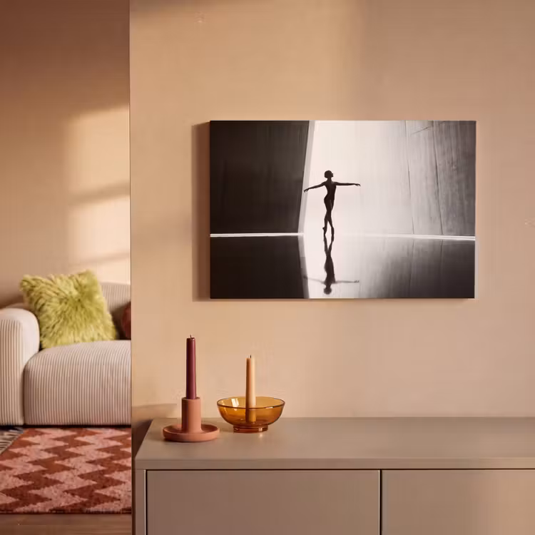 Danser - Silhouette - Kunst - Modern - Zwart-wit canvas 2cm klein -sfeer1