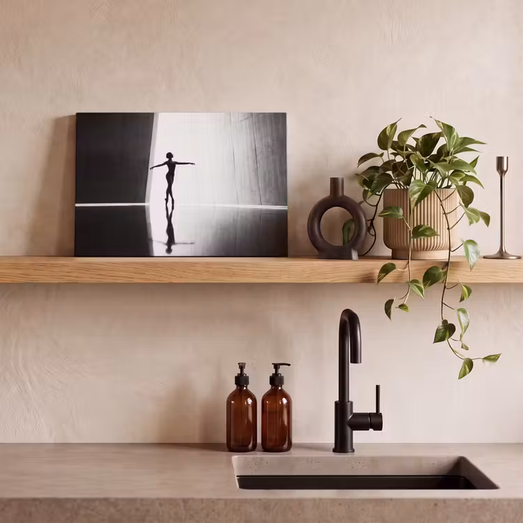 Danser - Silhouette - Kunst - Modern - Zwart-wit canvas 2cm klein -sfeer3