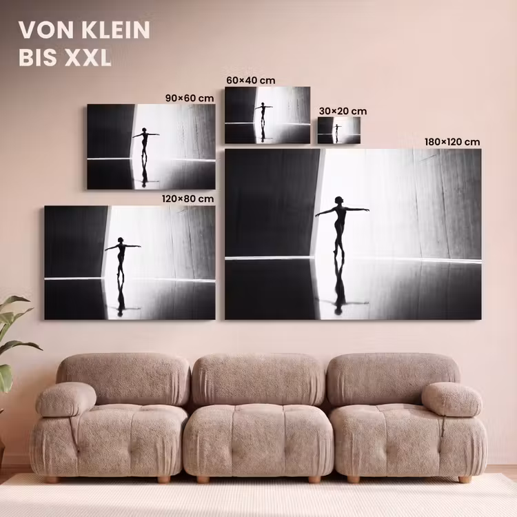 Danser - Silhouette - Kunst - Modern - Zwart-wit canvas 2cm klein -Xsfeer8_DE