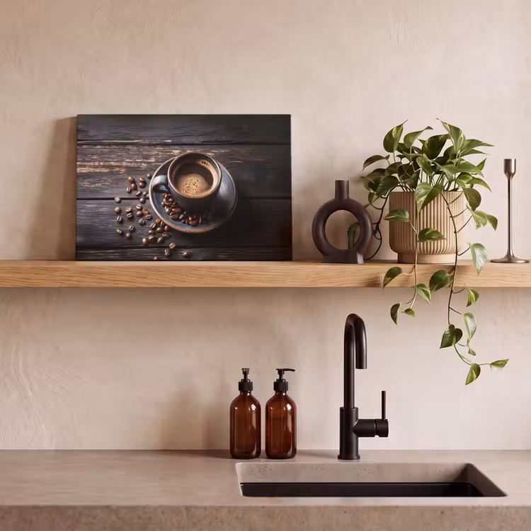 Kop - Koffie - Hout - Bonen canvas 2cm klein -sfeer3
