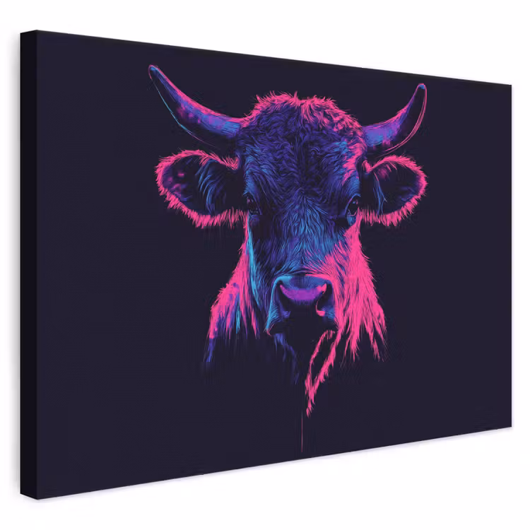 Stier - Neon - Zwart - Kleur canvas 2cm klein -3d