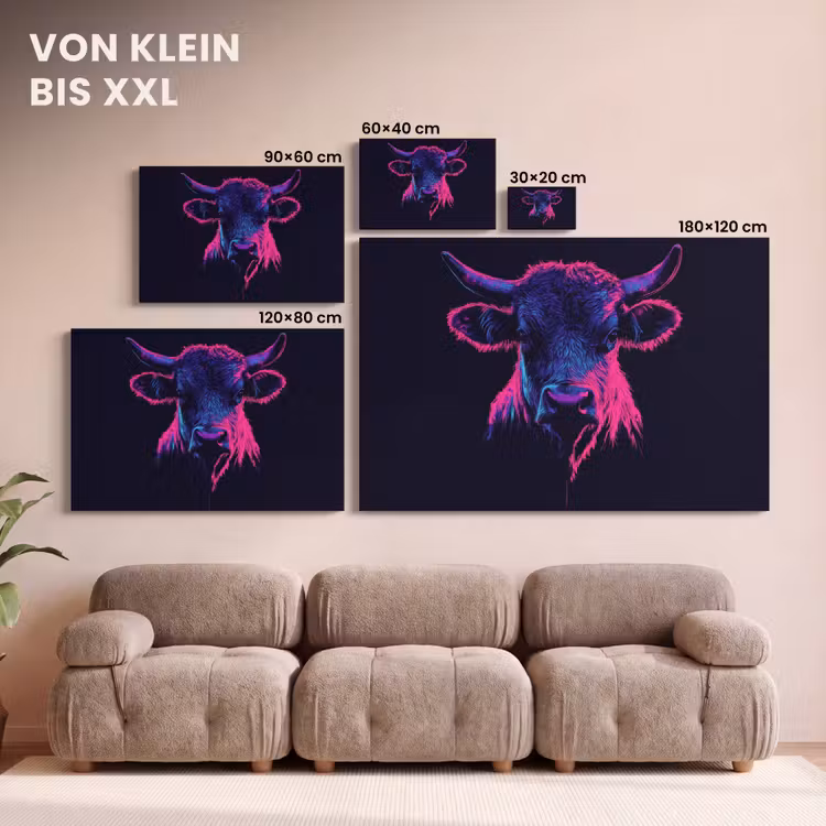 Stier - Neon - Zwart - Kleur canvas 2cm klein -Xsfeer8_DE