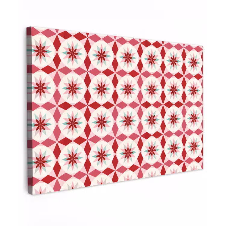 Tegelpatroon - Sterren - Retro - Roze - Mintgroen canvas 2cm klein 34 -z3d