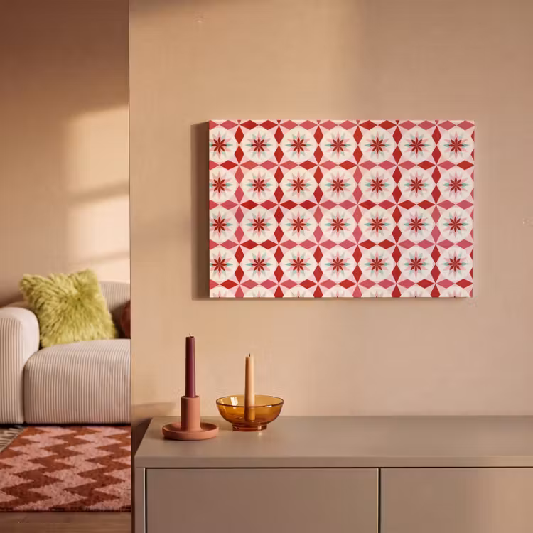 Tegelpatroon - Sterren - Retro - Roze - Mintgroen canvas 2cm klein 34 -sfeer1