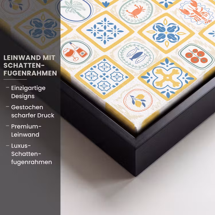 Tegels - Patroon - Zomer - Geel Canvas met baklijst klein 1124 -uniquesellingpoint_productkenmerken_DE