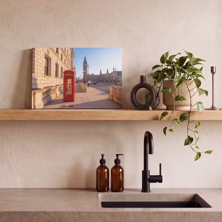 Telefooncel - Rood - Londen - Stad - Architectuur canvas 2cm klein -sfeer3
