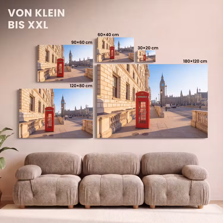 Telefooncel - Rood - Londen - Stad - Architectuur canvas 2cm klein -Xsfeer8_DE
