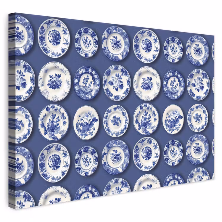 Borden - Floraal - Blauw canvas 2cm klein 34 -3d