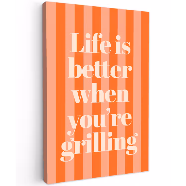 Tekst - Gestreept - Oranje - Zomer canvas 2cm klein -z3d
