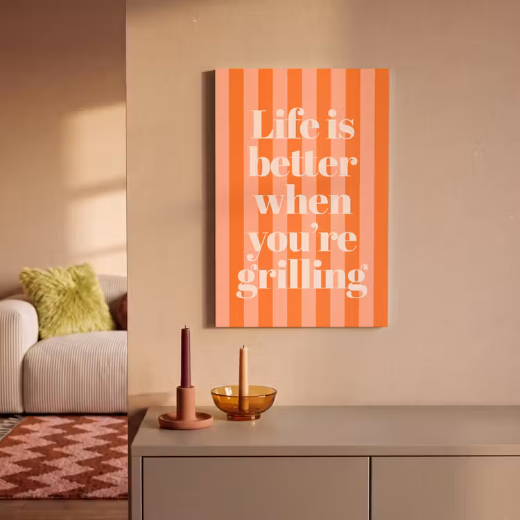 Tekst - Gestreept - Oranje - Zomer canvas 2cm klein -sfeer1