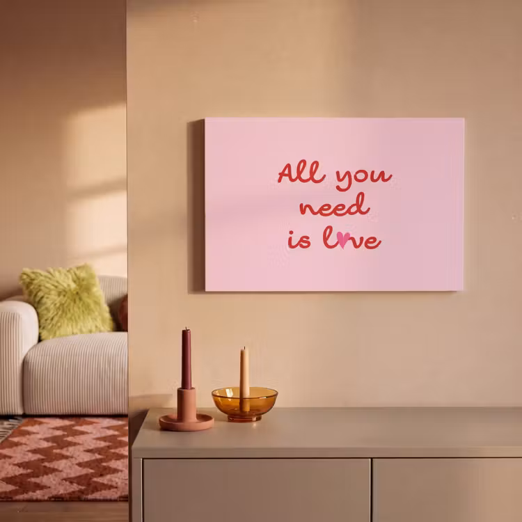 Tekst - Roze - Love - Hart canvas 2cm klein -sfeer1