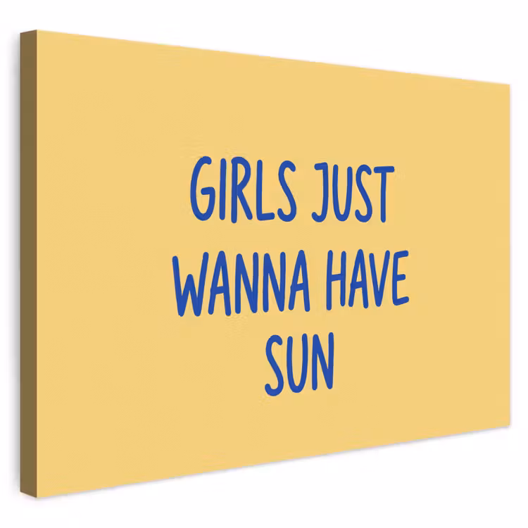 Tekst - Zon - Zomer - Modern - Geel canvas 2cm klein -3d