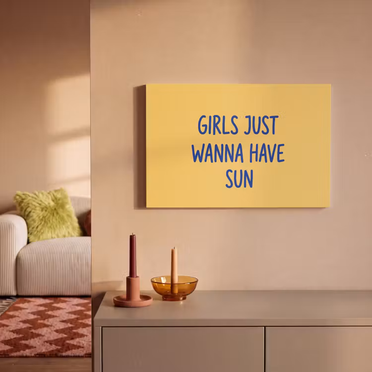 Tekst - Zon - Zomer - Modern - Geel canvas 2cm klein -sfeer1