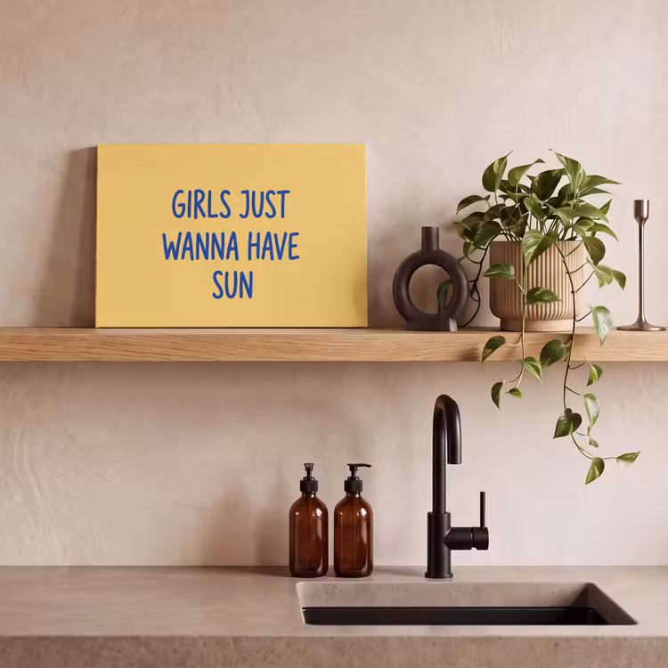 Tekst - Zon - Zomer - Modern - Geel canvas 2cm klein -sfeer3