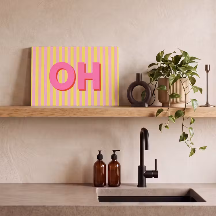 Tekst - Strepen - Roze canvas 2cm klein -sfeer3