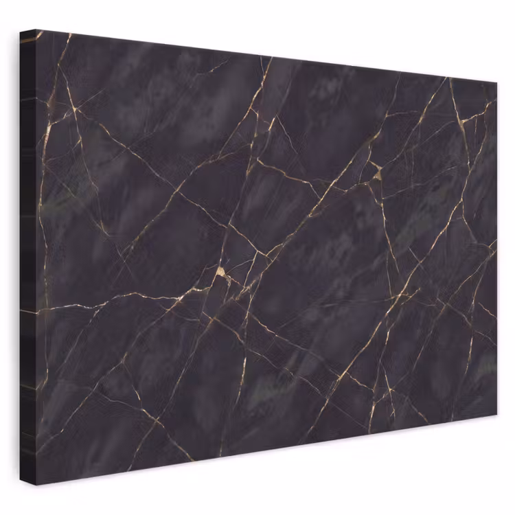 Textuur - Gouden lijnen - Abstract - Modern - Zwart canvas 2cm klein -3d