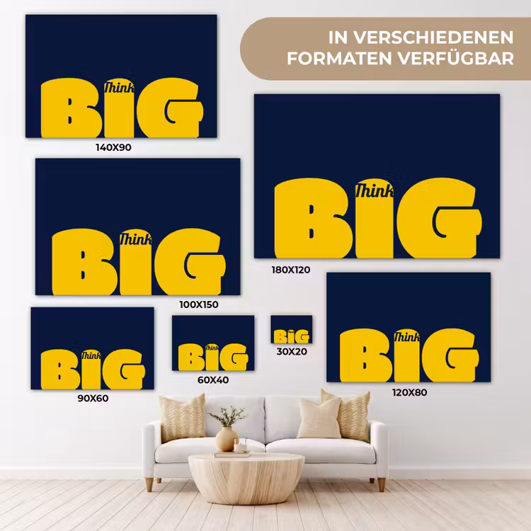 Think big - Blauw - Geel canvas 2cm klein -Xsfeer8_DE