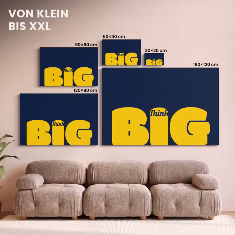 Think big - Blauw - Geel canvas 2cm klein -Xsfeer8_DE