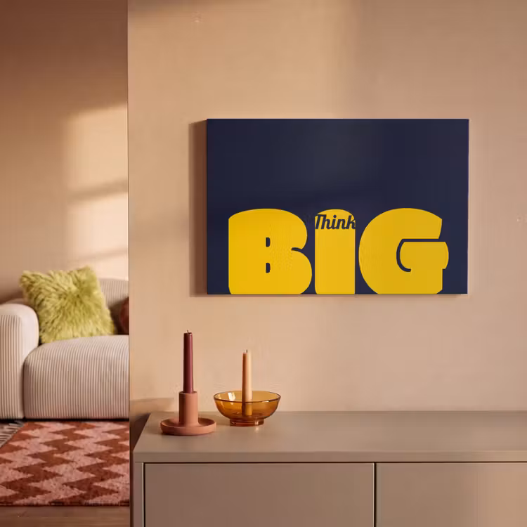 Think big - Blauw - Geel canvas 2cm klein -sfeer1