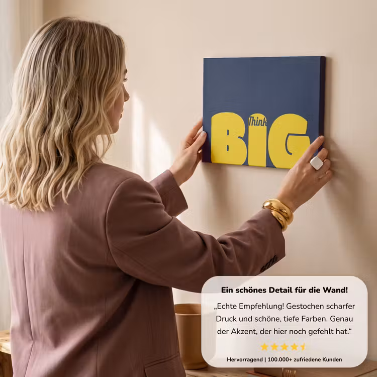 Think big - Blauw - Geel canvas 2cm klein -Xsfeer7_DE