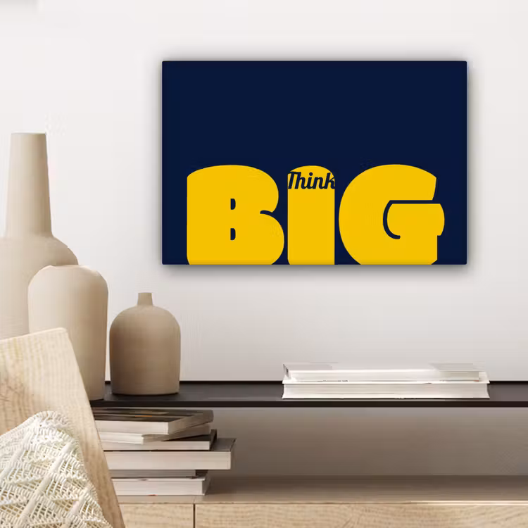 Think big - Blauw - Geel canvas 2cm klein -sfeer6