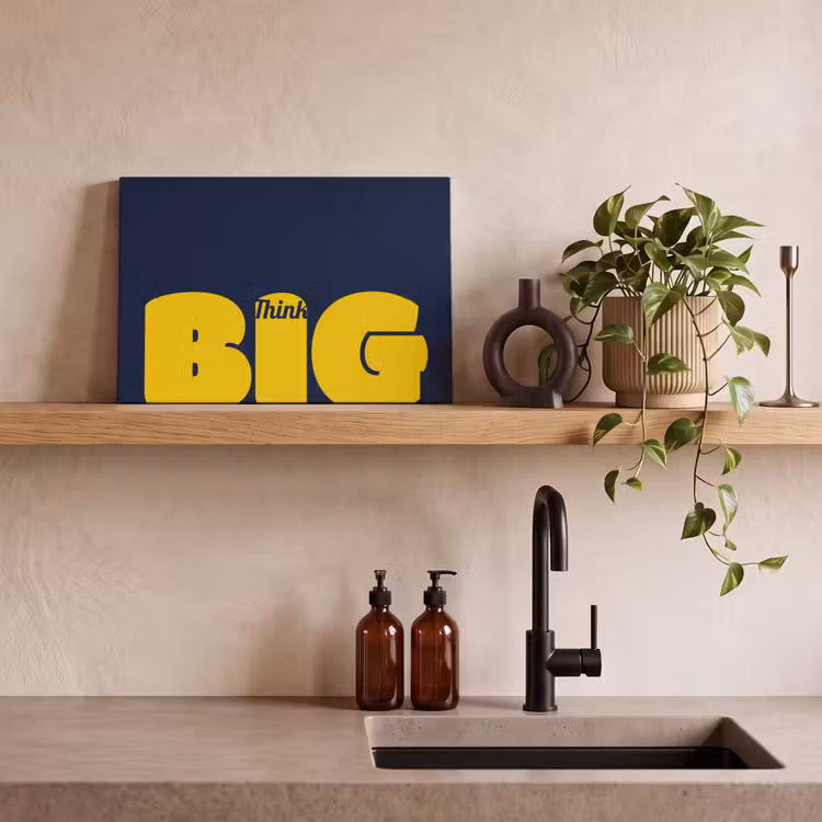 Think big - Blauw - Geel canvas 2cm klein -sfeer3