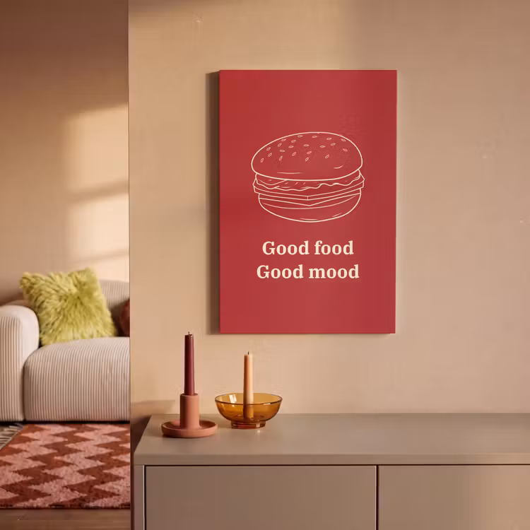 Dieprood - Lijntekening - Tekst - Hamburger canvas 2cm klein -sfeer1