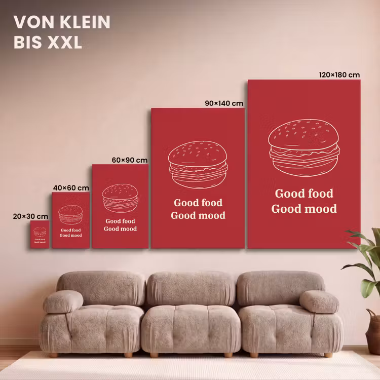 Dieprood - Lijntekening - Tekst - Hamburger canvas 2cm klein -Xsfeer8_DE