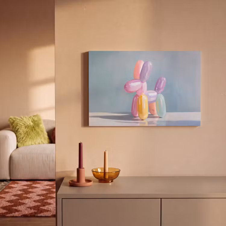 Dier - Ballon - Pasteltinten - Glanzend canvas 2cm klein -sfeer1
