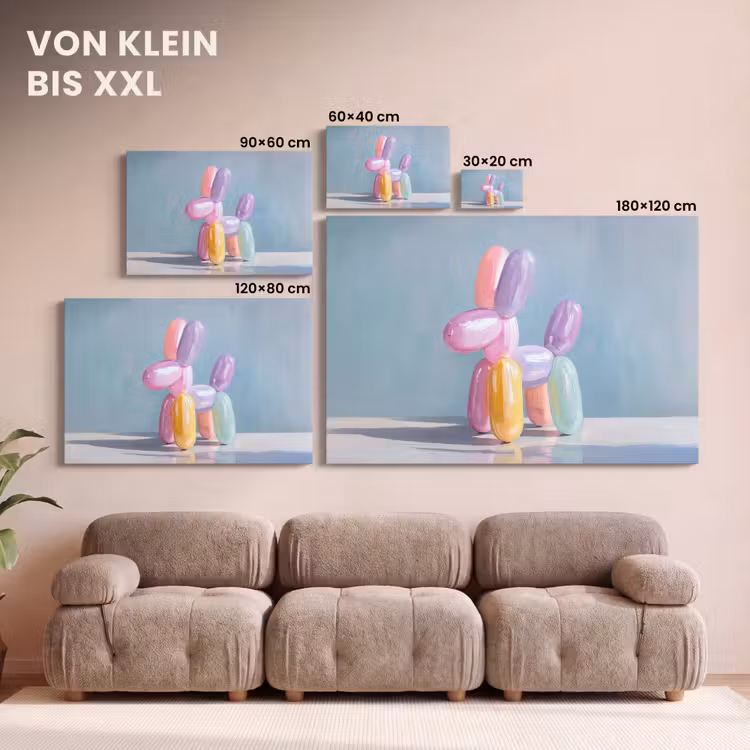 Dier - Ballon - Pasteltinten - Glanzend canvas 2cm klein -Xsfeer8_DE