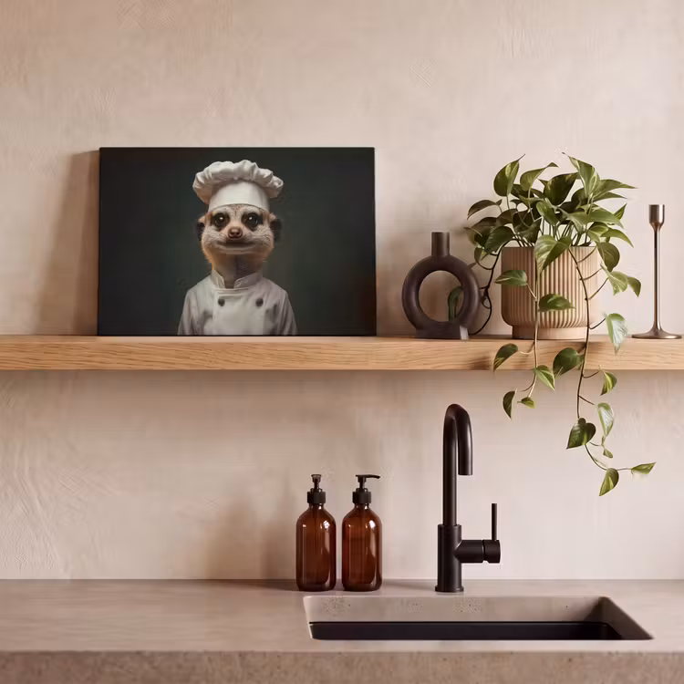 Dier - Kok - Stokstaartje canvas 2cm klein -sfeer3