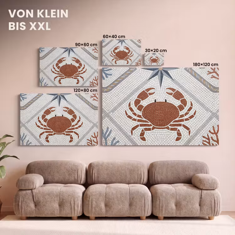 Dier - Mozaïek - Zee - Klassiek - Bruin canvas 2cm klein -Xsfeer8_DE