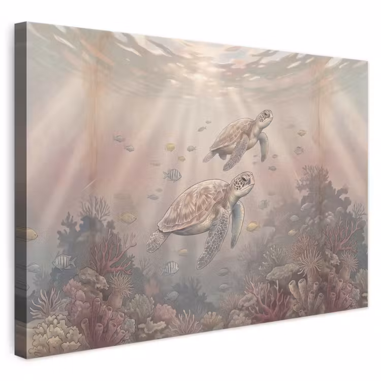 Dier - Onderwater - Oceaan - Illustratie - Zeeleven canvas 2cm klein -3d