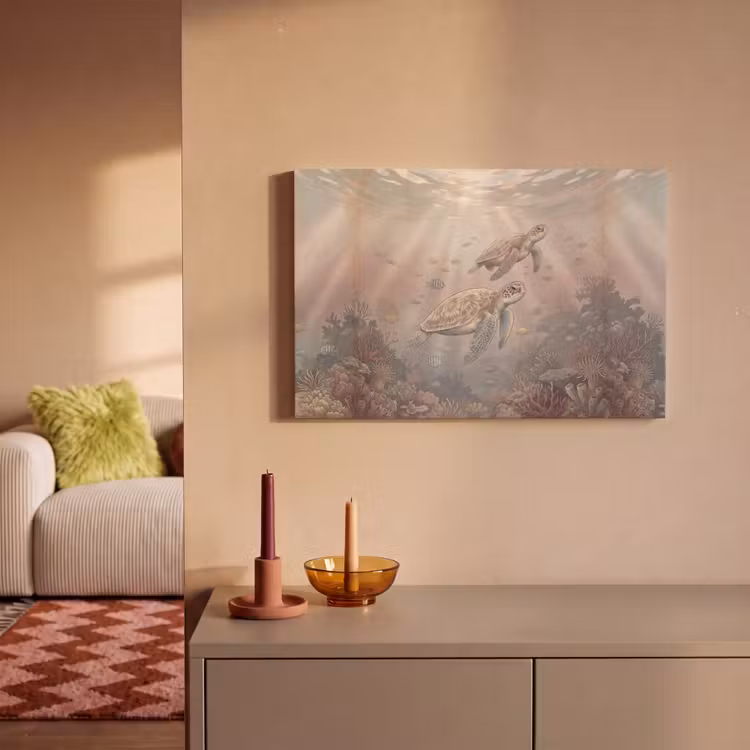 Dier - Onderwater - Oceaan - Illustratie - Zeeleven canvas 2cm klein -sfeer1