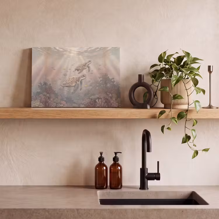 Dier - Onderwater - Oceaan - Illustratie - Zeeleven canvas 2cm klein -sfeer3