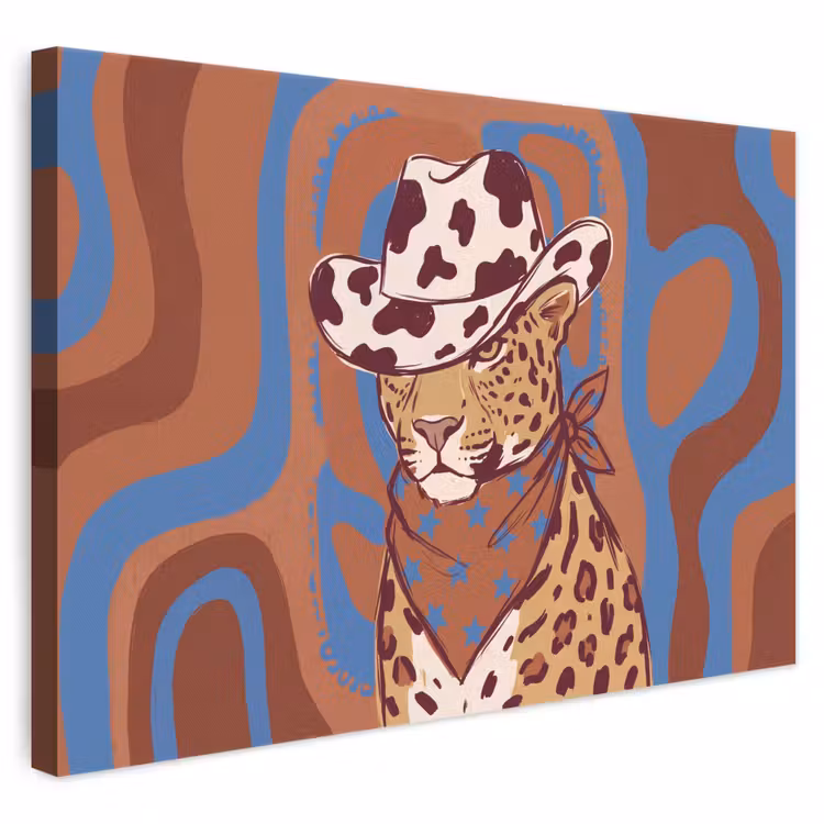 Dieren - Cowboyhoed - Modern - Illustratie - Bruin canvas 2cm klein -3d