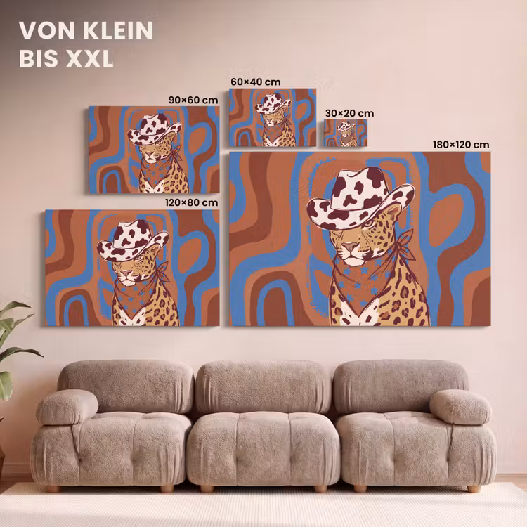 Dieren - Cowboyhoed - Modern - Illustratie - Bruin canvas 2cm klein -Xsfeer8_DE
