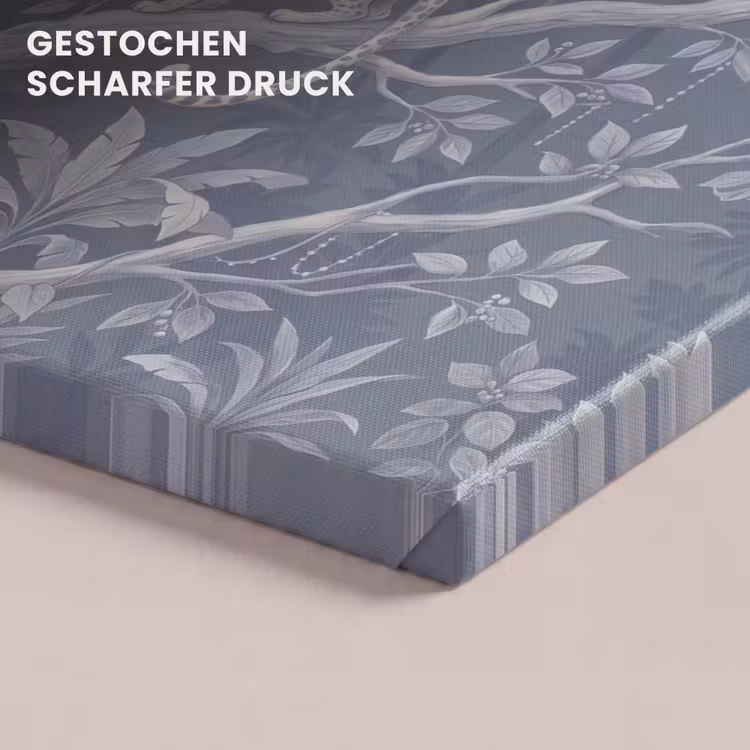 Dieren - Jungle - Illustratie - Bomen - Blauw canvas 2cm klein -closeup_print_DE