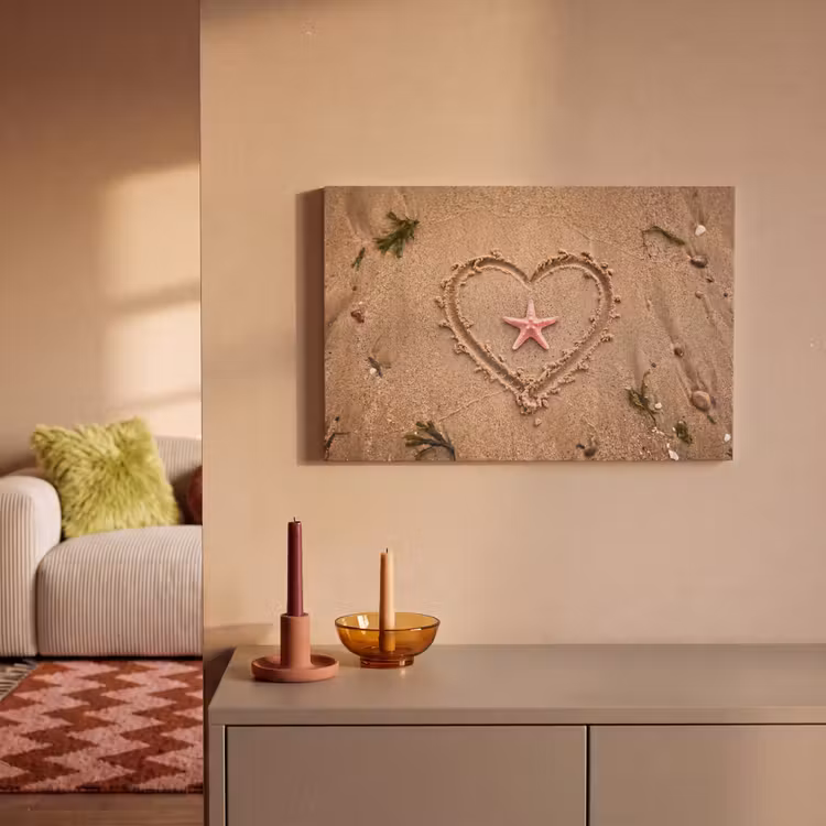 Dieren - Hart - Strand - Zand - Roze canvas 2cm klein -sfeer1